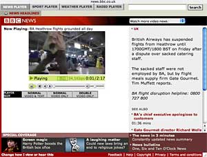 screenshot from the BBC News Player